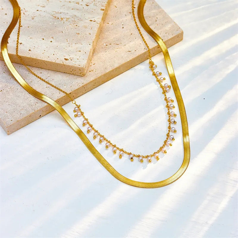 Luxe Snake Choker & Parel Sieradenset | 18K Goud