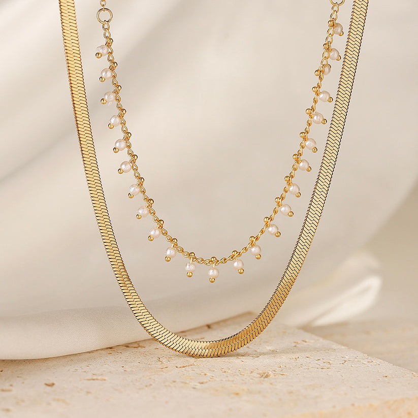 Luxe Snake Choker & Parel Sieradenset | 18K Goud