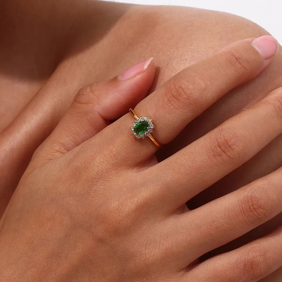 Groene Zirconia Ring | 18K Goud