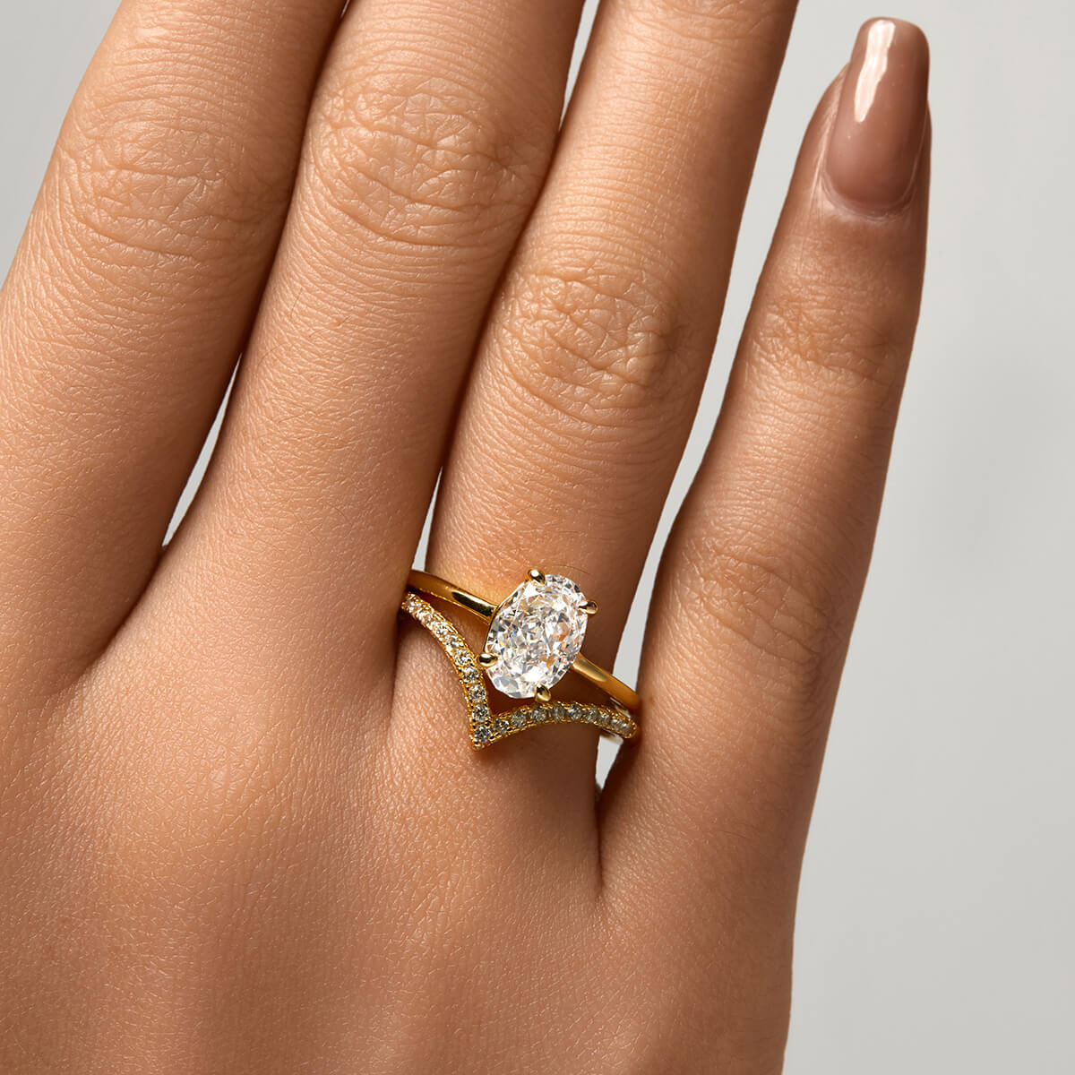 Ovale Solitaire Ring – 14K Goud