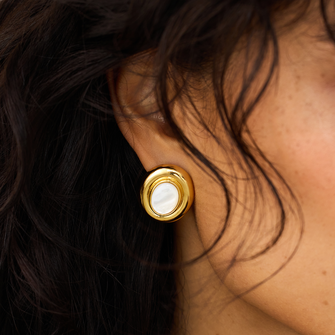 Oorbellen met knop | 18k Goud