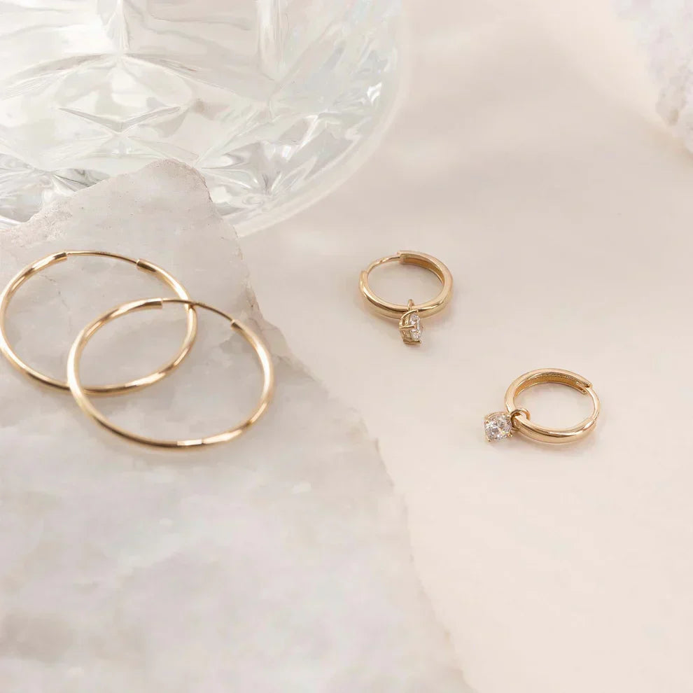 18K Gouden Moonbeam Stenen Hoepel Oorbellen