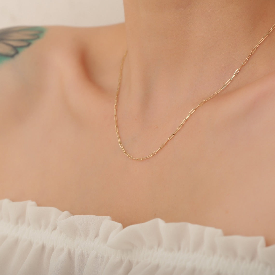 Small Paper ketting | 18K Goud 1.5mm