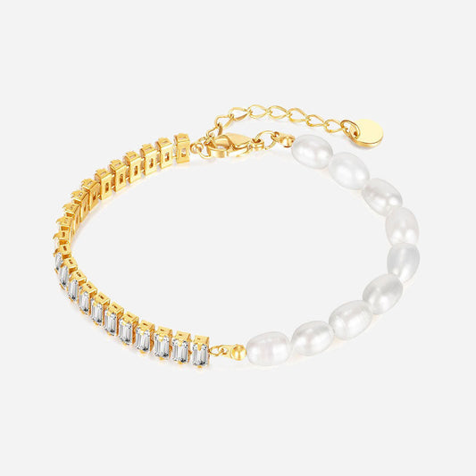 Zirconia Parel Armbandje | 18K Goud