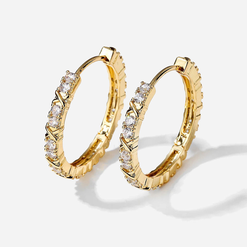 Zirconia Cross oorbellen | 18K Goud