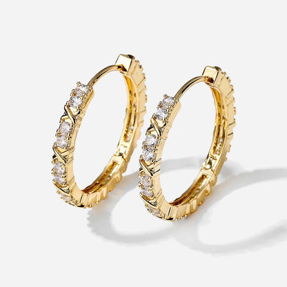 Zirconia Cross oorbellen | 18K Goud