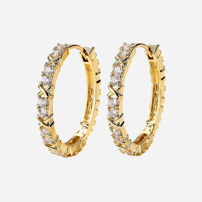 Zirconia Cross oorbellen | 18K Goud