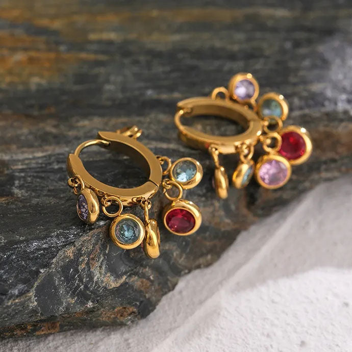 Zirconia oorbellen | 18K Goud