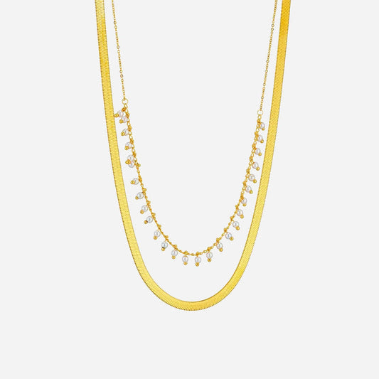 Luxe Snake Choker & Parel Sieradenset | 18K Goud