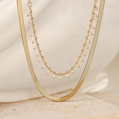 Luxe Snake Choker & Parel Sieradenset | 18K Goud