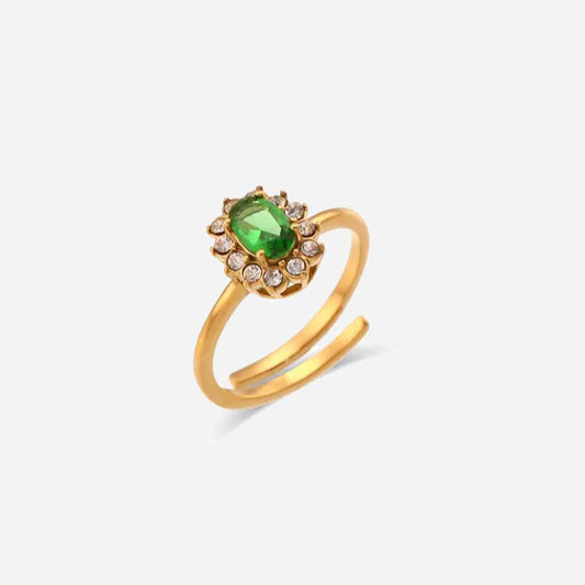 Groene Zirconia Ring | 18K Goud