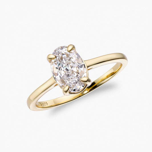Ovale Solitaire Ring – 14K Goud