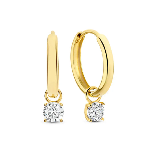 18K Gouden Moonbeam Stenen Hoepel Oorbellen
