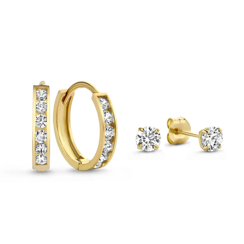 Dara Brillane Oorbellen Set | Goud 18k