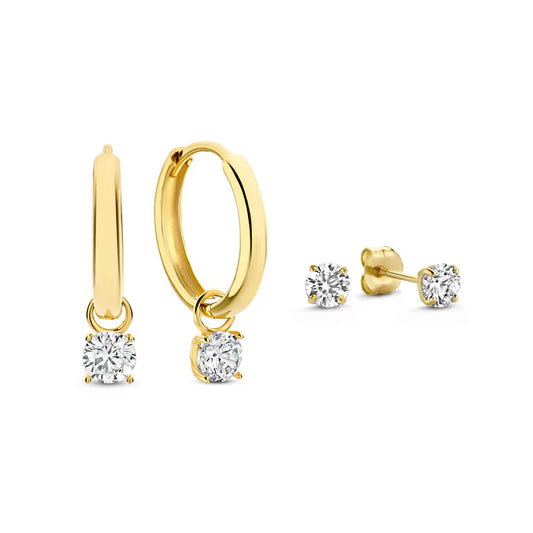 Diamanten hanger oorbellen | 18k Goud
