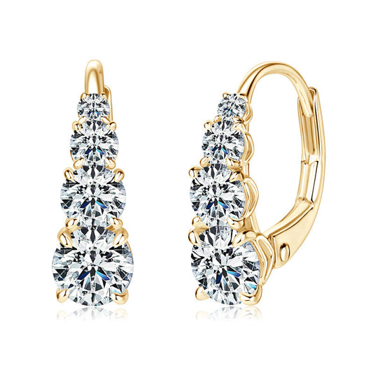 Carol oorbellen met vier stenen | Goud 18k