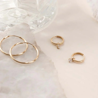 18K Gouden Moonbeam Stenen Hoepel Oorbellen