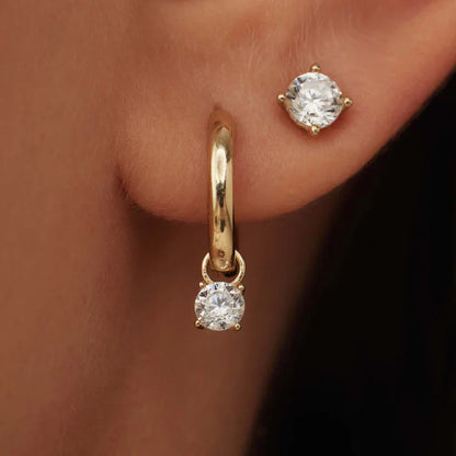 Diamanten hanger oorbellen | 18k Goud
