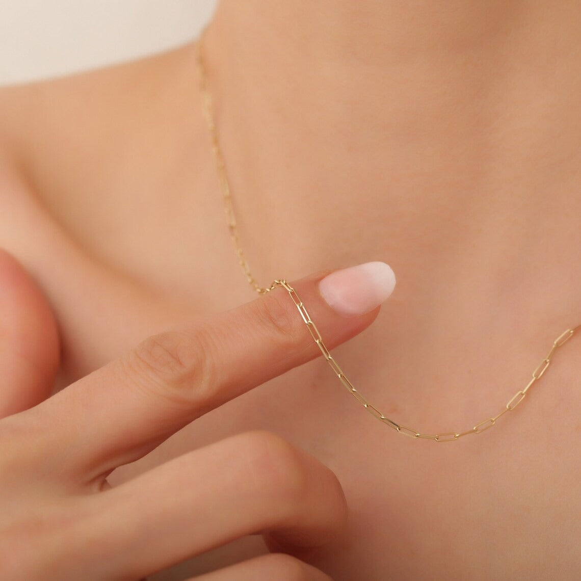 Small Paper ketting | 18K Goud 1.5mm